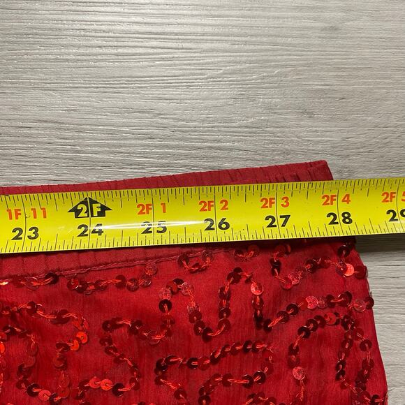 100% Pure Silk Plus Size Red Glittler Set Sequin Christmas Size 26W - Picture 5 of 10